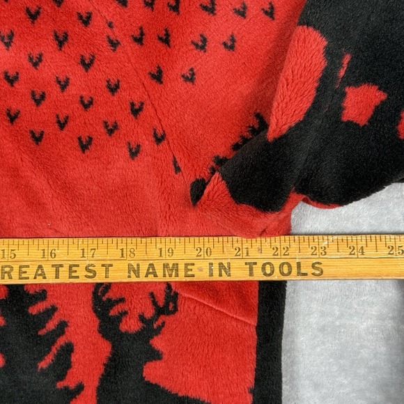 VTG Black Mountain Deep Pile Fleece Jacket Small Red Nordic Fair Isle Reversible - Picture 7 of 9